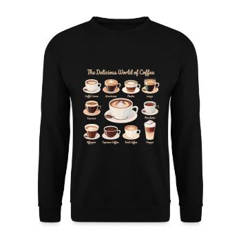 Die leckere Welt des Kaffee - Kaffee - Unisex Pullover - Schwarz - Vorne - Alina (178cm) & Michal (187cm)