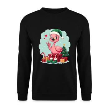 Flamingo Elfe - Unisex Pullover - Schwarz - Vorne - Alina (178cm) & Michal (187cm)