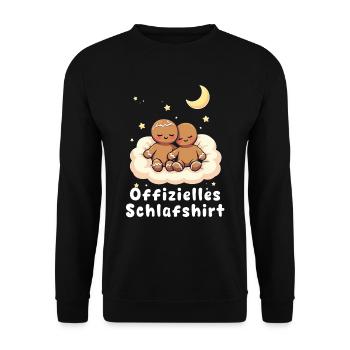 offizielles schlafshirt pärchen Lebkuchenmann-Kuch - Unisex Pullover - Schwarz - Vorne - Alina (178cm) & Michal (187cm)