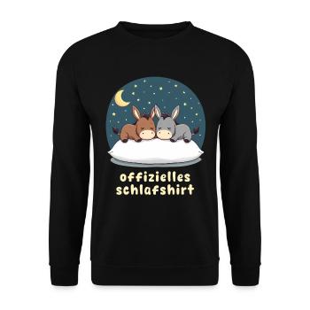 Offizielles Schlafshirt Esel - Unisex Pullover - Schwarz - Vorne - Alina (178cm) & Michal (187cm)