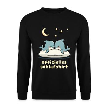 offizielles schlafshirt pärchen Delphin - Unisex Pullover - Schwarz - Vorne - Alina (178cm) & Michal (187cm)