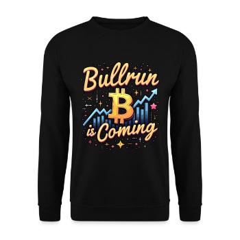 "Bullrun is coming" Bitcoin für Krypto Trader - Unisex Pullover - Schwarz - Vorne - Alina (178cm) & Michal (187cm)