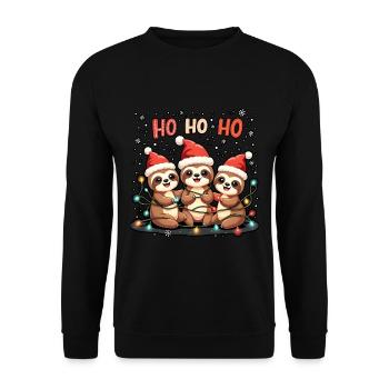 Weihnachtsoutfit Faultier Weihnachts Pyjam - Unisex Pullover - Schwarz - Vorne - Alina (178cm) & Michal (187cm)