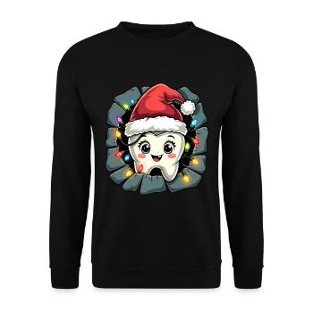 Weihnachtsoutfit zahnarzt Weihnachts zahn - Unisex Pullover - Schwarz - Vorne - Alina (178cm) & Michal (187cm)