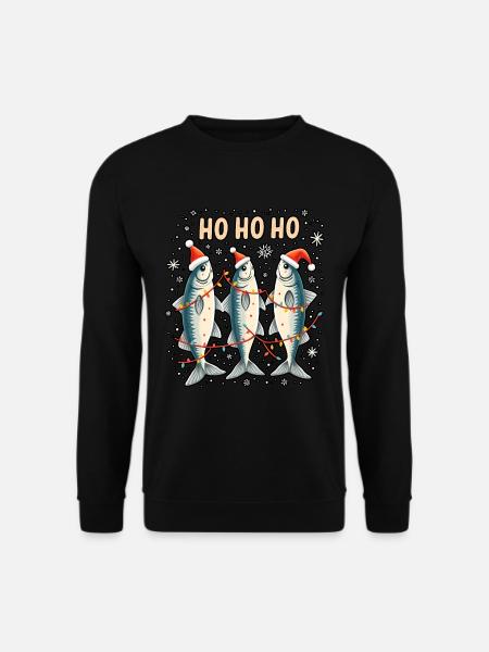 Weihnachtsoutfit makrele Weihnachts makrelen - Unisex Pullover - Schwarz