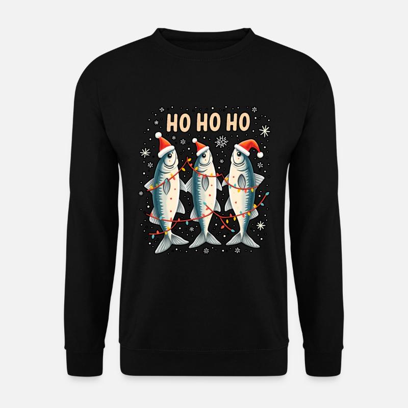 Weihnachtsoutfit makrele Weihnachts makrelen - Unisex Pullover - Schwarz