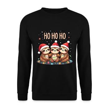 Weihnachtsoutfit Faultier Weihnachts Pyjam - Unisex Pullover - Schwarz - Vorne - Alina (178cm) & Michal (187cm)