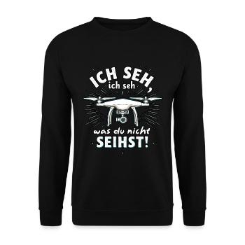 Drohnen - Ich Seh, Ich Seh - Unisex Pullover - Schwarz - Vorne - Alina (178cm) & Michal (187cm)