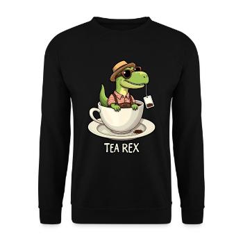 Tea Rex Tyrannosaurus Rex - Unisex Pullover - Schwarz - Vorne - Alina (178cm) & Michal (187cm)