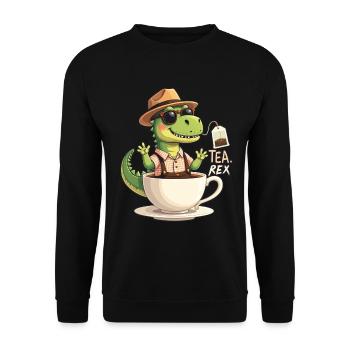 Tea Rex Tyrannosaurus TRex - Unisex Pullover - Schwarz - Vorne - Alina (178cm) & Michal (187cm)