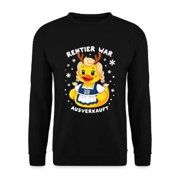 Rentier war ausverkauft - Unisex Pullover - Schwarz - Vorne - Alina (178cm) & Michal (187cm)