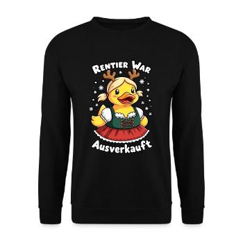 Rentier war ausverkauft Weihnachten - Unisex Pullover - Schwarz - Vorne - Alina (178cm) & Michal (187cm)