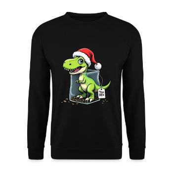 Tea Rex Dinosaurier Weihnachten Tee - Unisex Pullover - Schwarz - Vorne - Alina (178cm) & Michal (187cm)