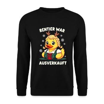 Rentier war ausverkauft Weihnachten Elch Spruch - Unisex Pullover - Schwarz - Vorne - Alina (178cm) & Michal (187cm)