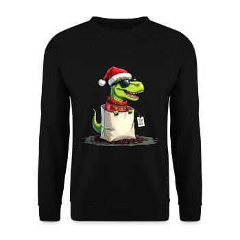 Tea Rex Dinosaurier Weihnachten Tee - Unisex Pullover - Schwarz - Vorne - Alina (178cm) & Michal (187cm)