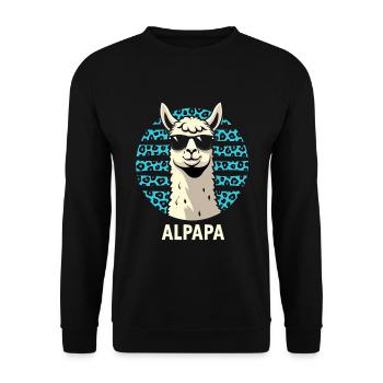 Alpapa Alpaka Lama Fan Liebhaber Vater - Unisex Pullover - Schwarz - Vorne - Alina (178cm) & Michal (187cm)