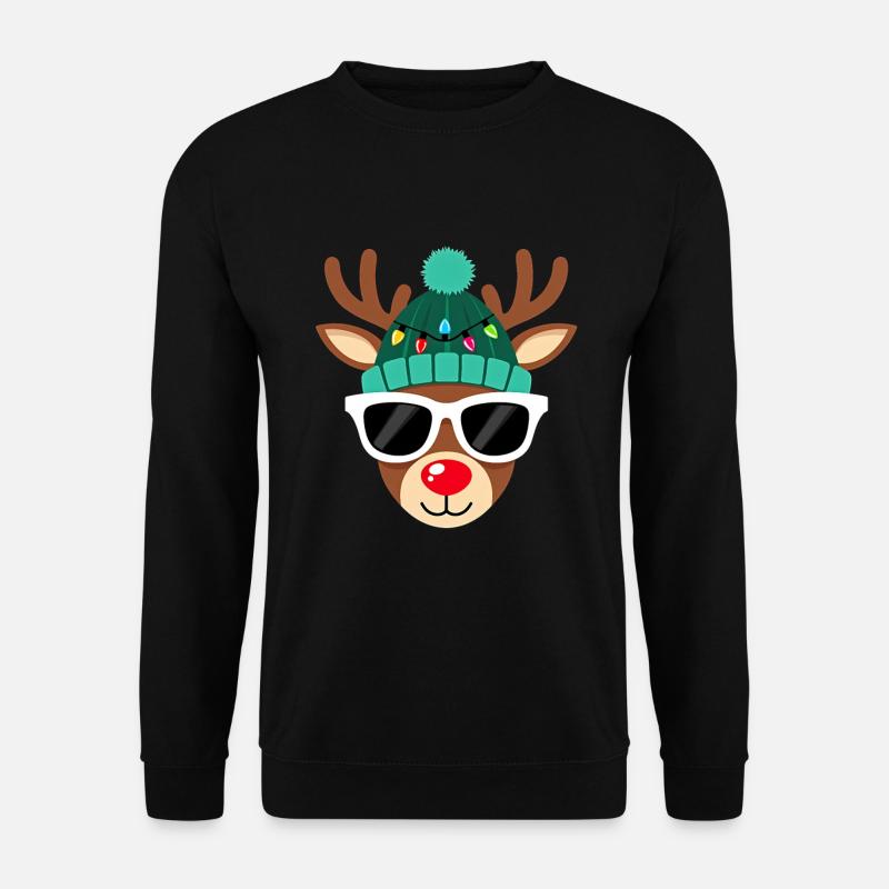 Weihnachts Rentier mit roter Nase - Unisex Pullover - Schwarz