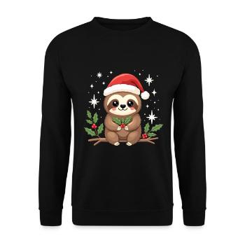 Faultier Frohe Weihnachten Weihnachts Familien - Unisex Pullover - Schwarz - Vorne - Alina (178cm) & Michal (187cm)