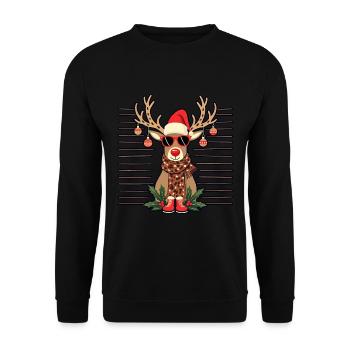 Weihnachten Rentier Rudolph Lustig Geschenk - Unisex Pullover - Schwarz - Vorne - Alina (178cm) & Michal (187cm)