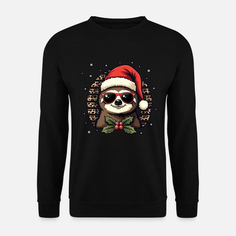 Faultier Frohe Weihnachten - Unisex Pullover - Schwarz
