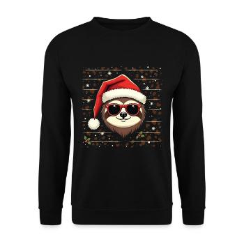 Faultier Frohe Weihnachten Weihnachts Familien - Unisex Pullover - Schwarz - Vorne - Alina (178cm) & Michal (187cm)