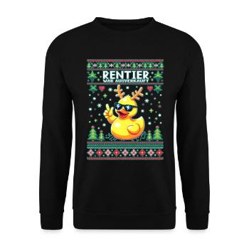 Rentier war ausverkauft Lustiges Weihnachten Elch - Unisex Pullover - Schwarz - Vorne - Alina (178cm) & Michal (187cm)