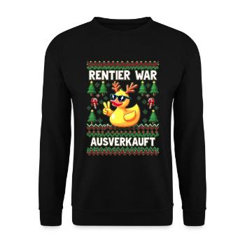 Rentier war ausverkauft Lustiges Weihnachten Elch - Unisex Pullover - Schwarz - Vorne - Alina (178cm) & Michal (187cm)