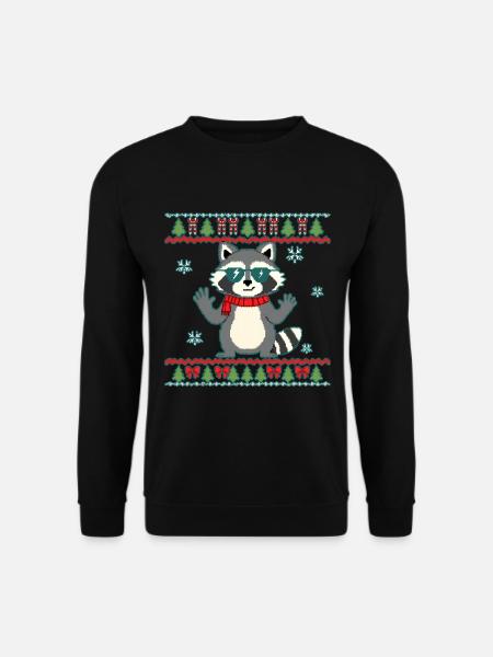 Retro Waschbär Rock Musik Waschbär ugly Weihnachts - Unisex Pullover - Schwarz