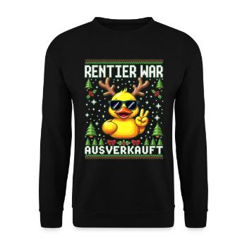 Rentier war ausverkauft Lustiges Elch Weihnachten - Unisex Pullover - Schwarz - Vorne - Alina (178cm) & Michal (187cm)