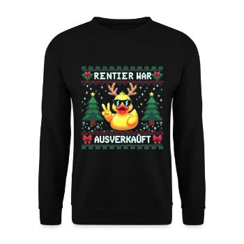 Weihnachten Rentier war ausverkauft Lustiges Elch - Unisex Pullover - Schwarz - Vorne - Alina (178cm) & Michal (187cm)