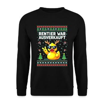 Rentier war ausverkauft Lustiges Weihnachten Elch - Unisex Pullover - Schwarz - Vorne - Alina (178cm) & Michal (187cm)