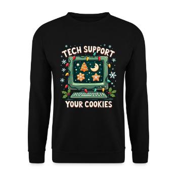 Delete Cookies Tech Support Christmas Shirt - Unisex Pullover - Schwarz - Vorne - Alina (178cm) & Michal (187cm)