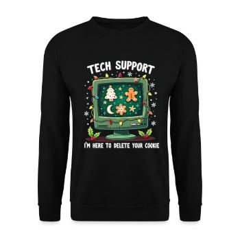 Techie Christmas – Delete Your Cookies Fun - Unisex Pullover - Schwarz - Vorne - Alina (178cm) & Michal (187cm)