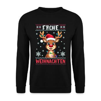 Drôle de renne Joyeux Noël - Sweat-shirt Unisexe - noir - Devant - Alina (178cm) & Michal (187cm)