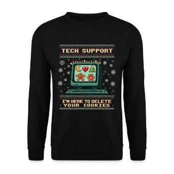 I'm Here To Delete Your Cookies – Holiday Fun - Unisex Pullover - Schwarz - Vorne - Alina (178cm) & Michal (187cm)