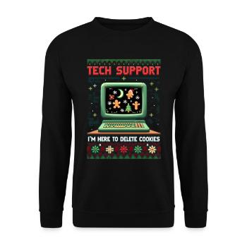 Delete Your Cookies – Funny Christmas Shirt - Unisex Pullover - Schwarz - Vorne - Alina (178cm) & Michal (187cm)
