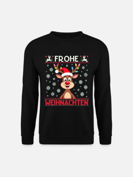 Lustige Rentier Weihnachten – Frohe Festtage - Unisex Pullover - Schwarz