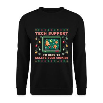 Christmas IT Humor – Delete Your Cookies - Unisex Pullover - Schwarz - Vorne - Alina (178cm) & Michal (187cm)
