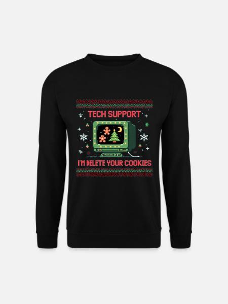 Tech Christmas – Delete Cookies Humor - Unisex Pullover - Schwarz