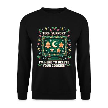 I'm Here To Delete Your Cookies – Tech Shirt - Unisex Pullover - Schwarz - Vorne - Alina (178cm) & Michal (187cm)