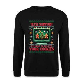 Tech Support – "I'm Here To Delete Your Cookies" - Unisex Pullover - Schwarz - Vorne - Alina (178cm) & Michal (187cm)