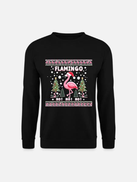 Weihnachts-Flamingo – Lustiges Ho! Ho! Ho! - Unisex Pullover - Schwarz