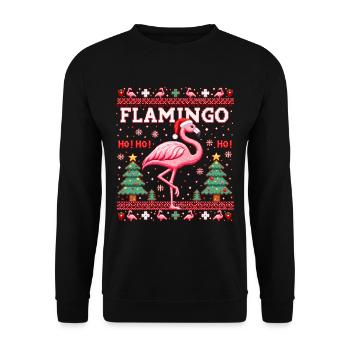 Flamingo Ho! Ho! Ho! - Weihnachten - Unisex Pullover - Schwarz - Vorne - Alina (178cm) & Michal (187cm)