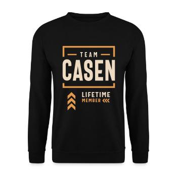 Team Casen Lebenslanges Mitglied Lustiger Name Casen - Unisex Pullover - Schwarz - Vorne - Alina (178cm) & Michal (187cm)