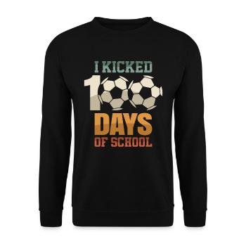 I Kicked 100 Days of School - Soccer Celebration - Unisex Sweatshirt - black - Front - Alina (178cm) & Michal (187cm)