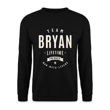 Team Bryan Lebenslanges Mitglied Lustiger Name Bryan - Unisex Pullover - Schwarz - Vorne - Alina (178cm) & Michal (187cm)