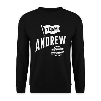 Team Andrew Lifetime Member Personalized Name Andr - Unisex Sweatshirt - black - Front - Alina (178cm) & Michal (187cm)