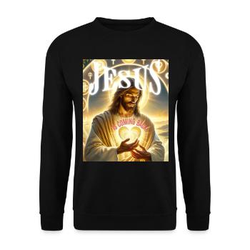 Jesus is back! – Inspiring design with star - Unisex Sweatshirt - black - Front - Alina (178cm) & Michal (187cm)