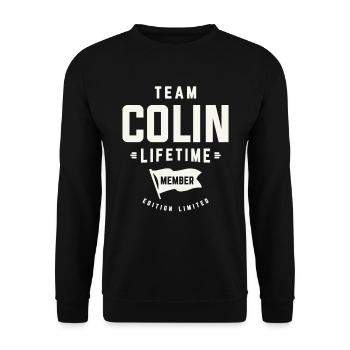 Team Colin Lebenslanges Mitglied Lustiger Name Colin - Unisex Pullover - Schwarz - Vorne - Alina (178cm) & Michal (187cm)