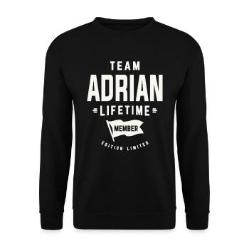 Membre à vie de l’équipe Adrian Funny Name Adrian - Sweat-shirt Unisexe - noir - Devant - Alina (178cm) & Michal (187cm)